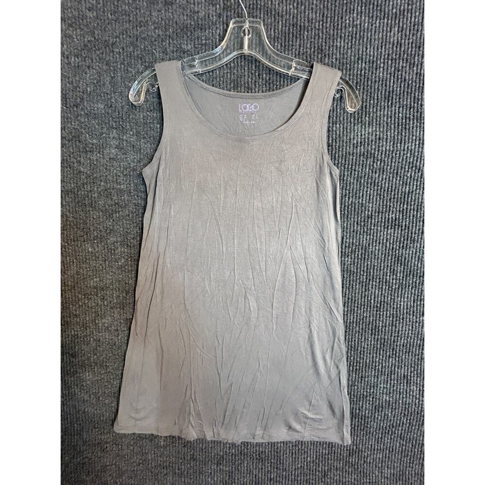 LOGO by Lori Goldstein Swing Tank Top Women's XS Striped Gray Sleeveless